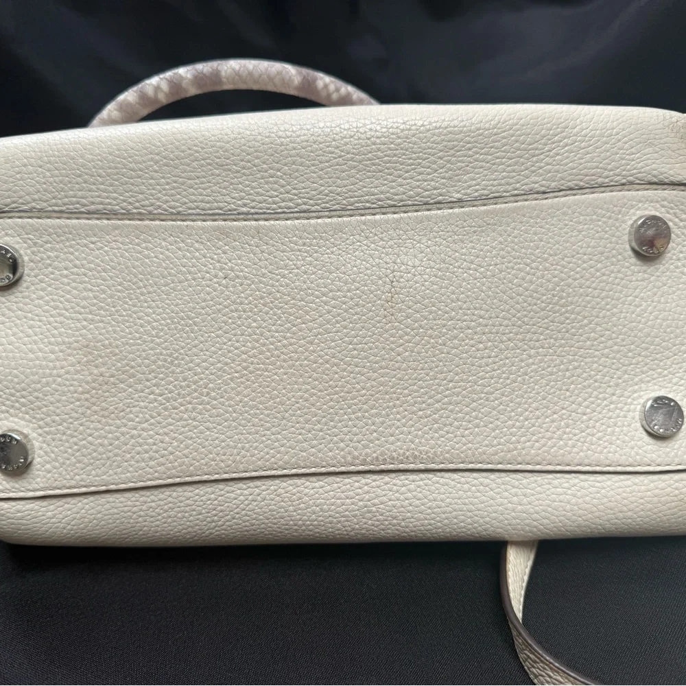Michael Kors Cream Leather Tote with Snake-Print Trim - Picture 4 of 7